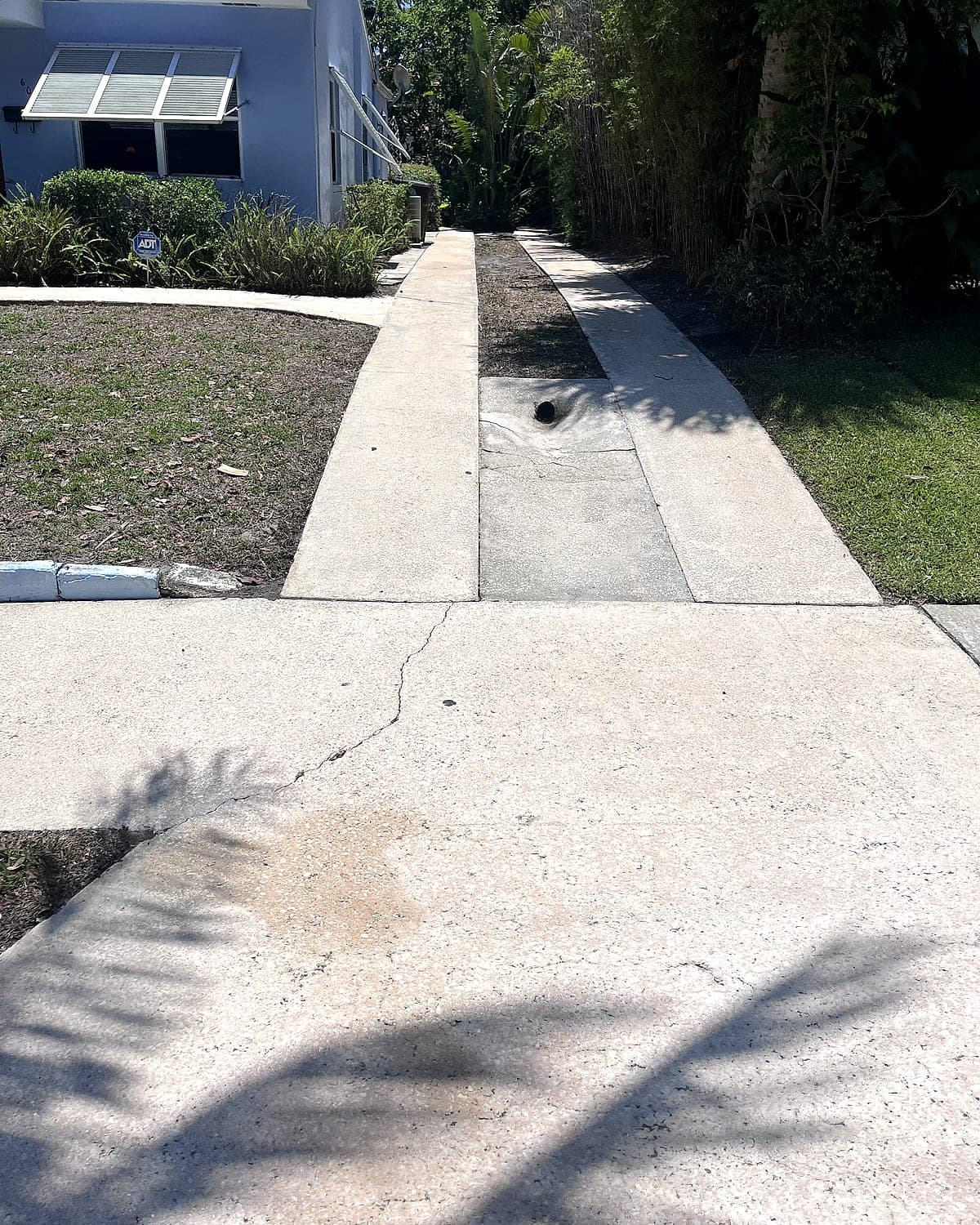 Front fence line, pressure washing by Off The Muscle in Palm Beach County